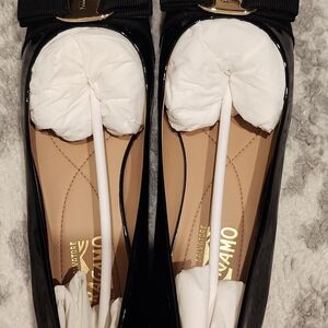 Salvatore Ferragamo Black Patent Leather Flats